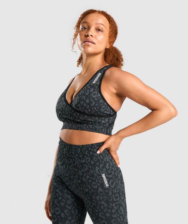 Damske Športové Podprsenky Gymshark Adapt Animal Seamless Čierne | TD7210369